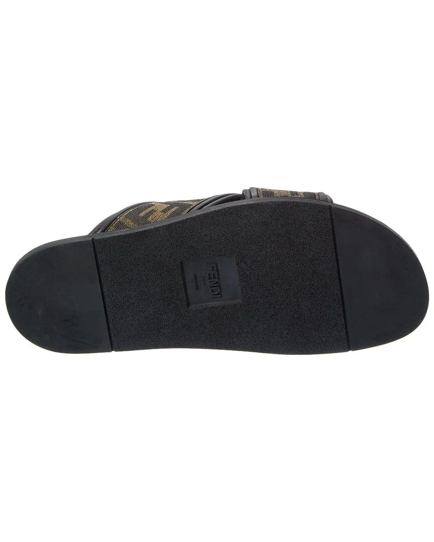 FENDI FF Canvas & Leather Sandal