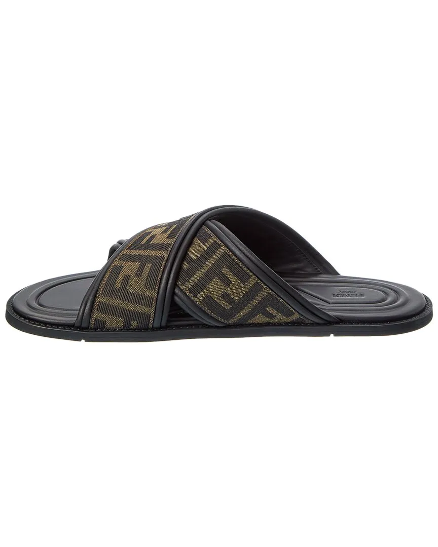 FENDI FF Canvas & Leather Sandal