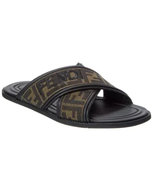 FENDI FF Canvas & Leather Sandal
