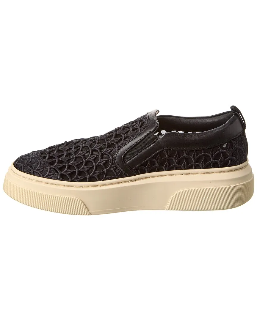 Ferragamo Cassina La Leather-Trim Slip-On Sneaker
