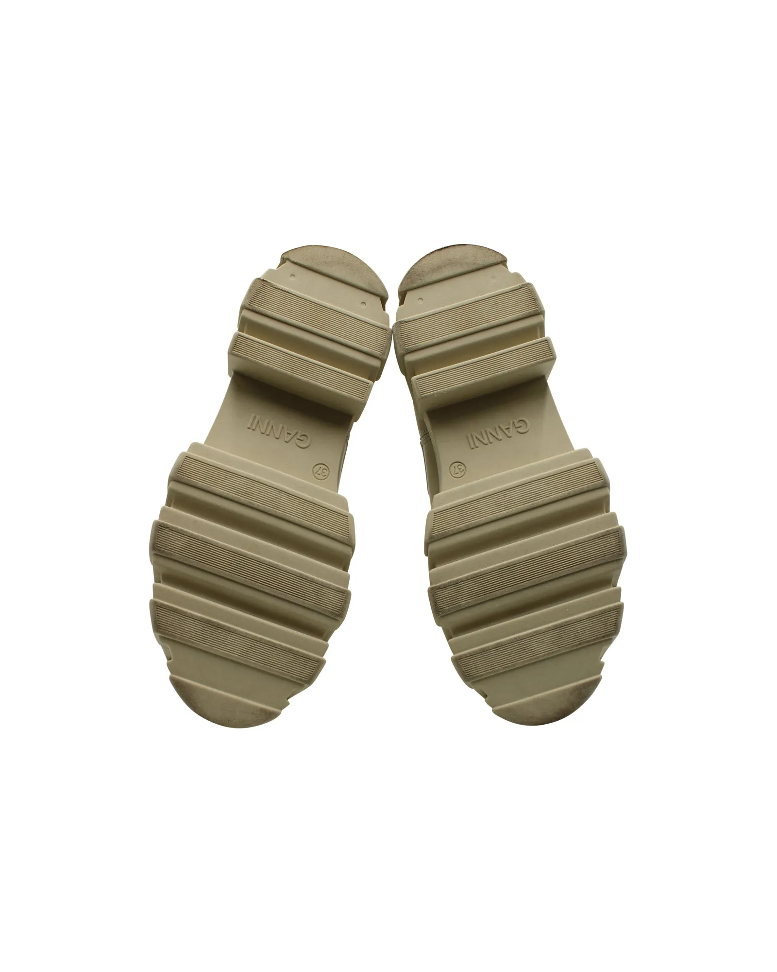 Ganni Chunky Ankle Boots in Cream Leather