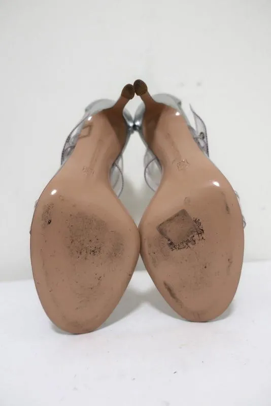 Gianvito Rossi Gabby Plexi Sandals Clear PVC & Silver Leather Size 36.5