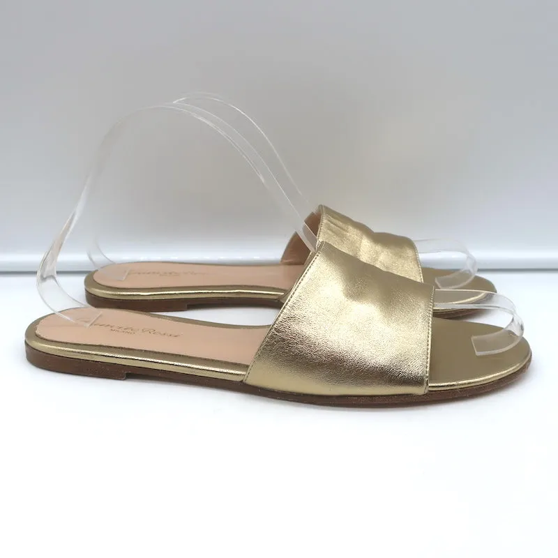 Gianvito Rossi Metallic Leather Slide Sandals Gold Size 39