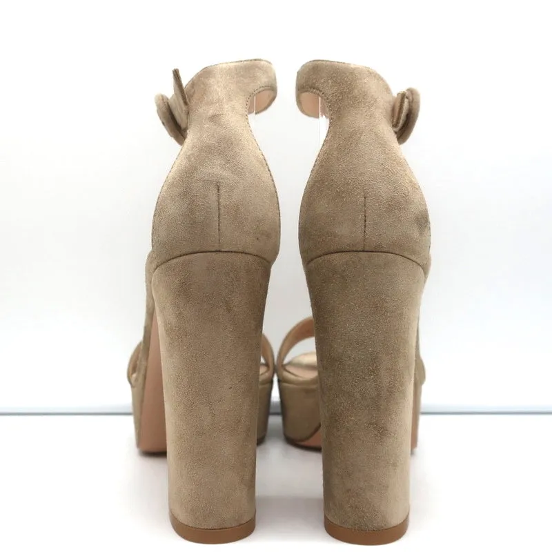 Gianvito Rossi Platform Sandals Bisque Suede Size 36 Ankle Strap Heels