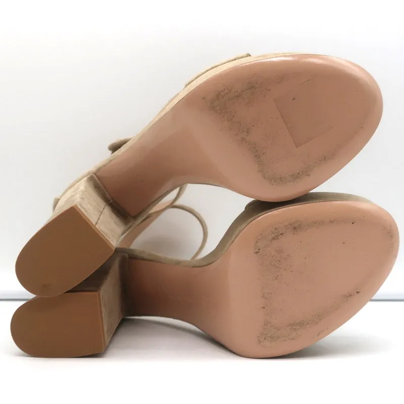 Gianvito Rossi Platform Sandals Bisque Suede Size 36 Ankle Strap Heels