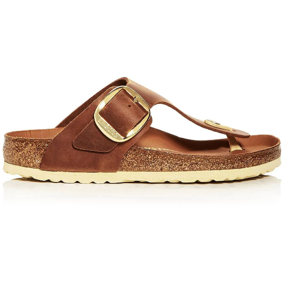 Gizeh Big Buckle Womens Leather Slip On Thong Sandals