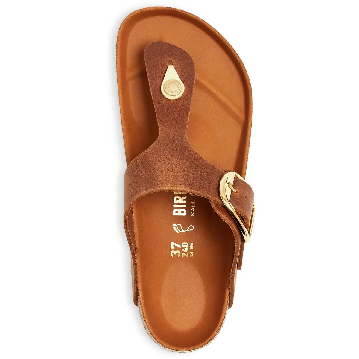 Gizeh Big Buckle Womens Leather Slip On Thong Sandals