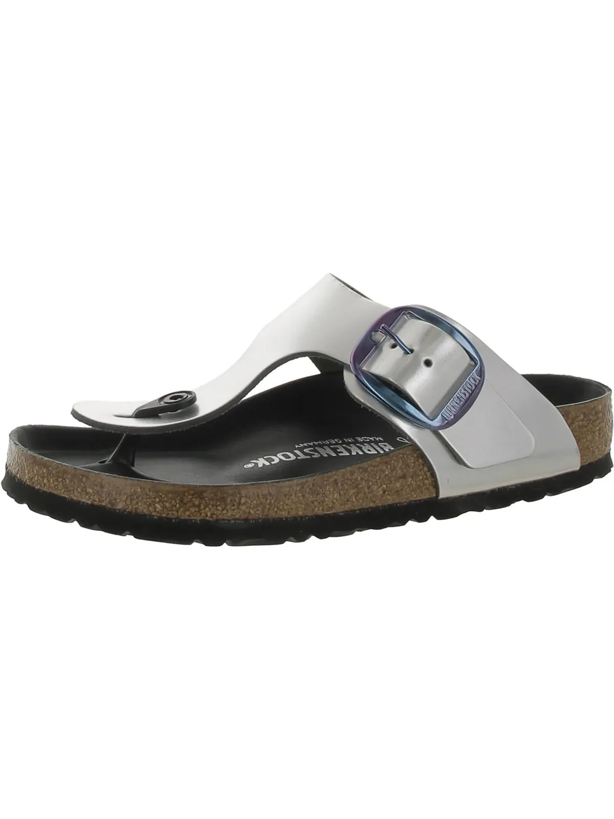 Gizeh Big Buckle Womens Leather Slip On Thong Sandals