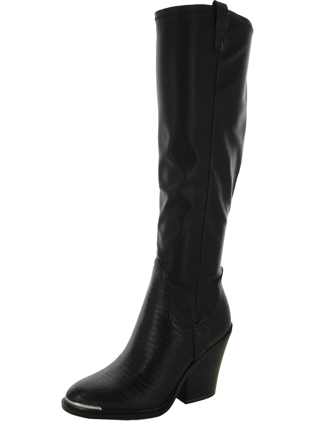 Glenice 2 Womens Faux Leather Stacked Heel Knee-High Boots