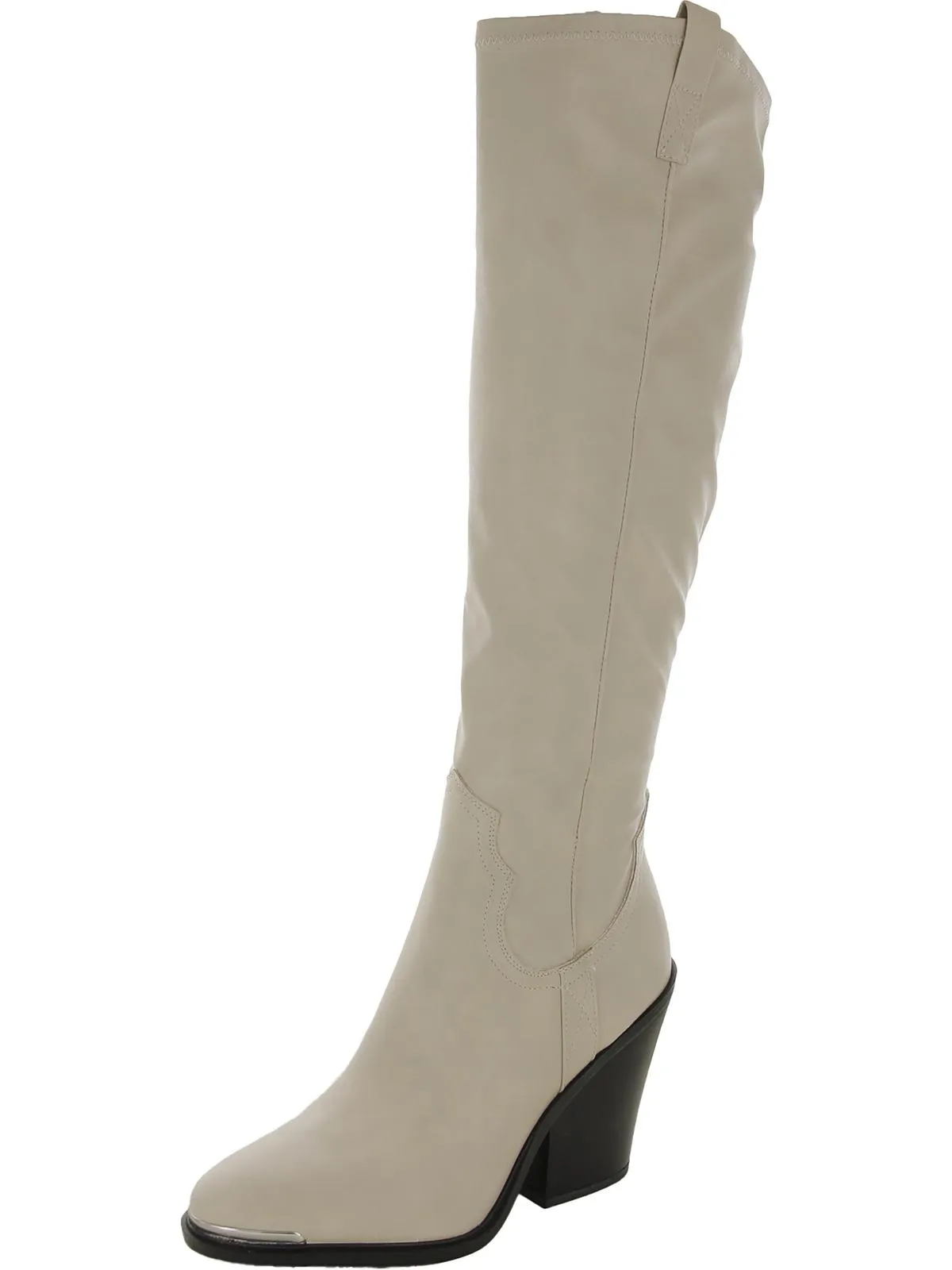 Glenice 2 Womens Faux Leather Stacked Heel Knee-High Boots