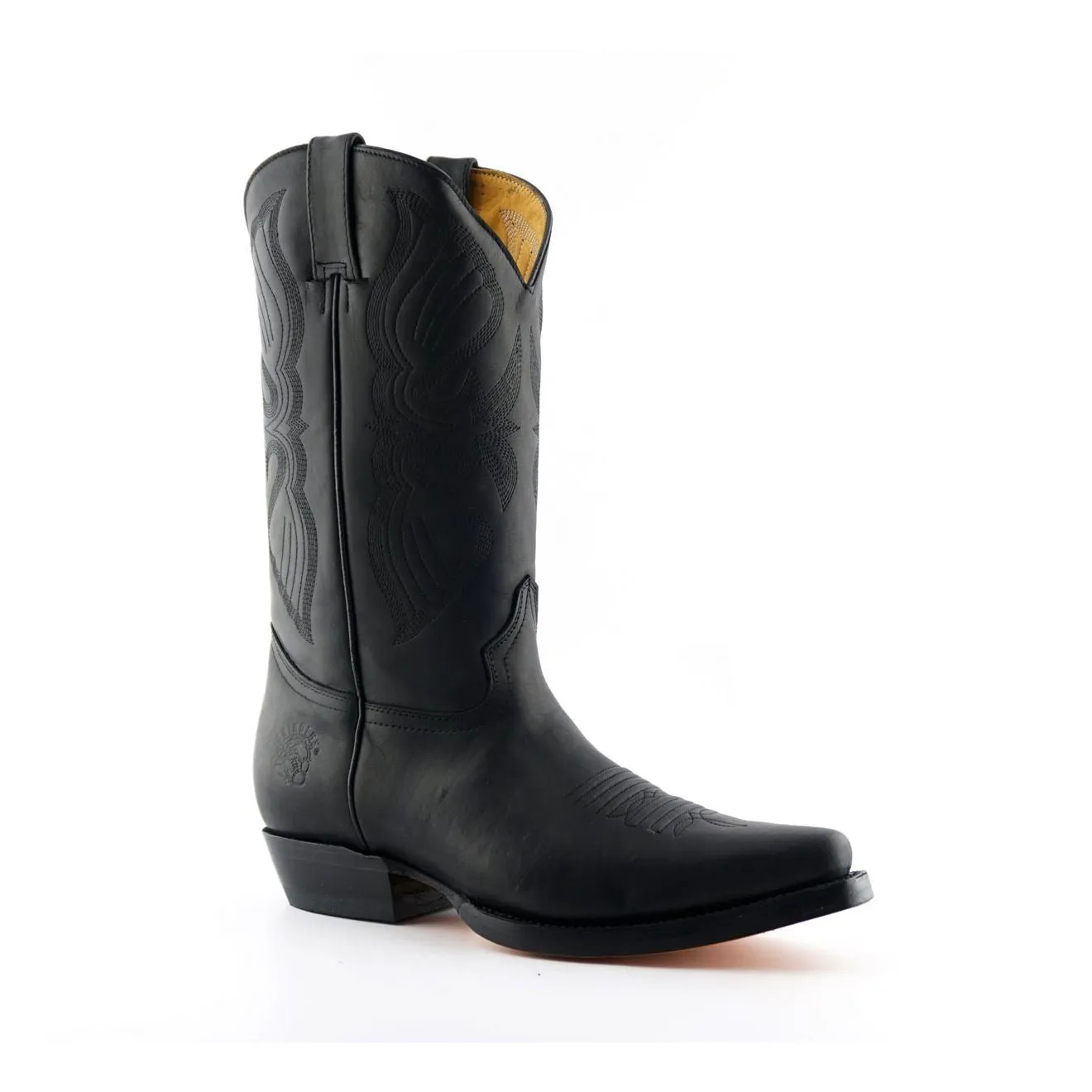 Grinders Mens Black Cowboy Leather Boots- Louisiana