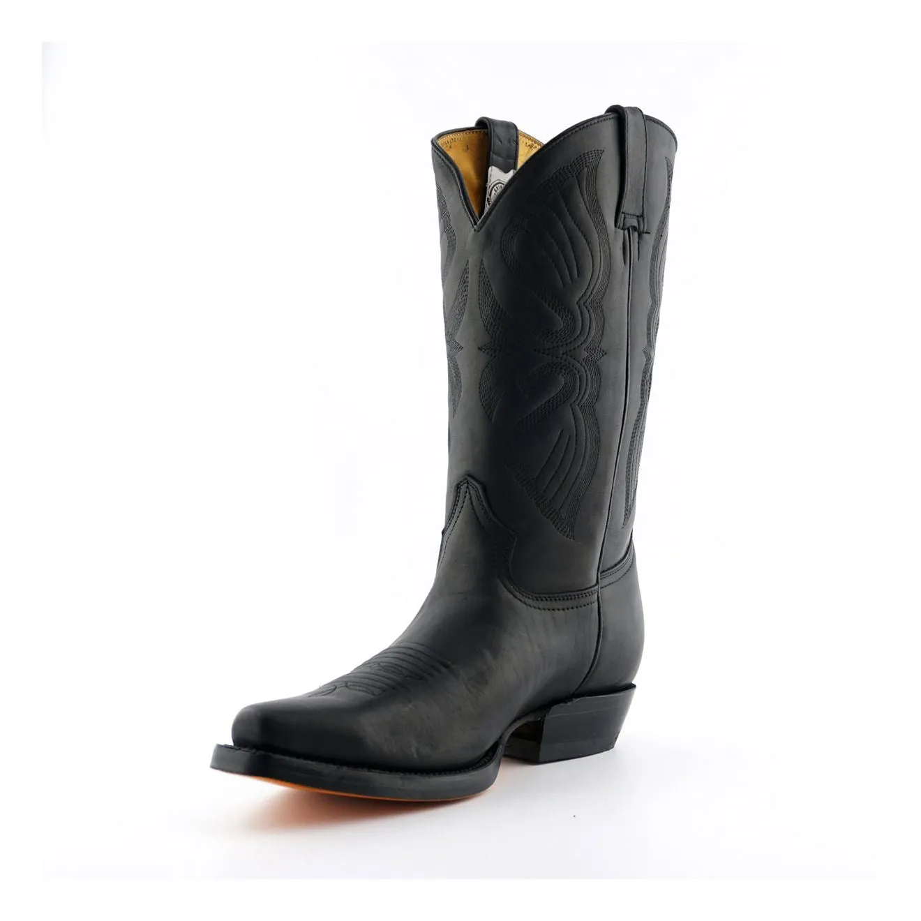Grinders Mens Black Cowboy Leather Boots- Louisiana
