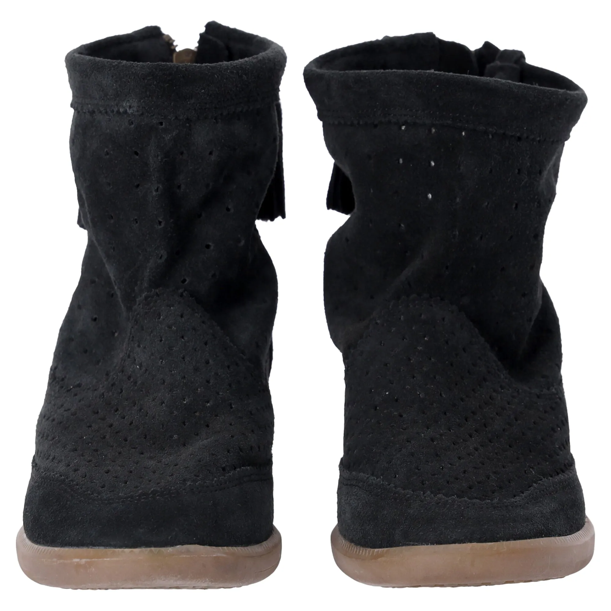 Isabel Marant Basley Tassel-Embellished Wedge Ankle Boots in Black Suede