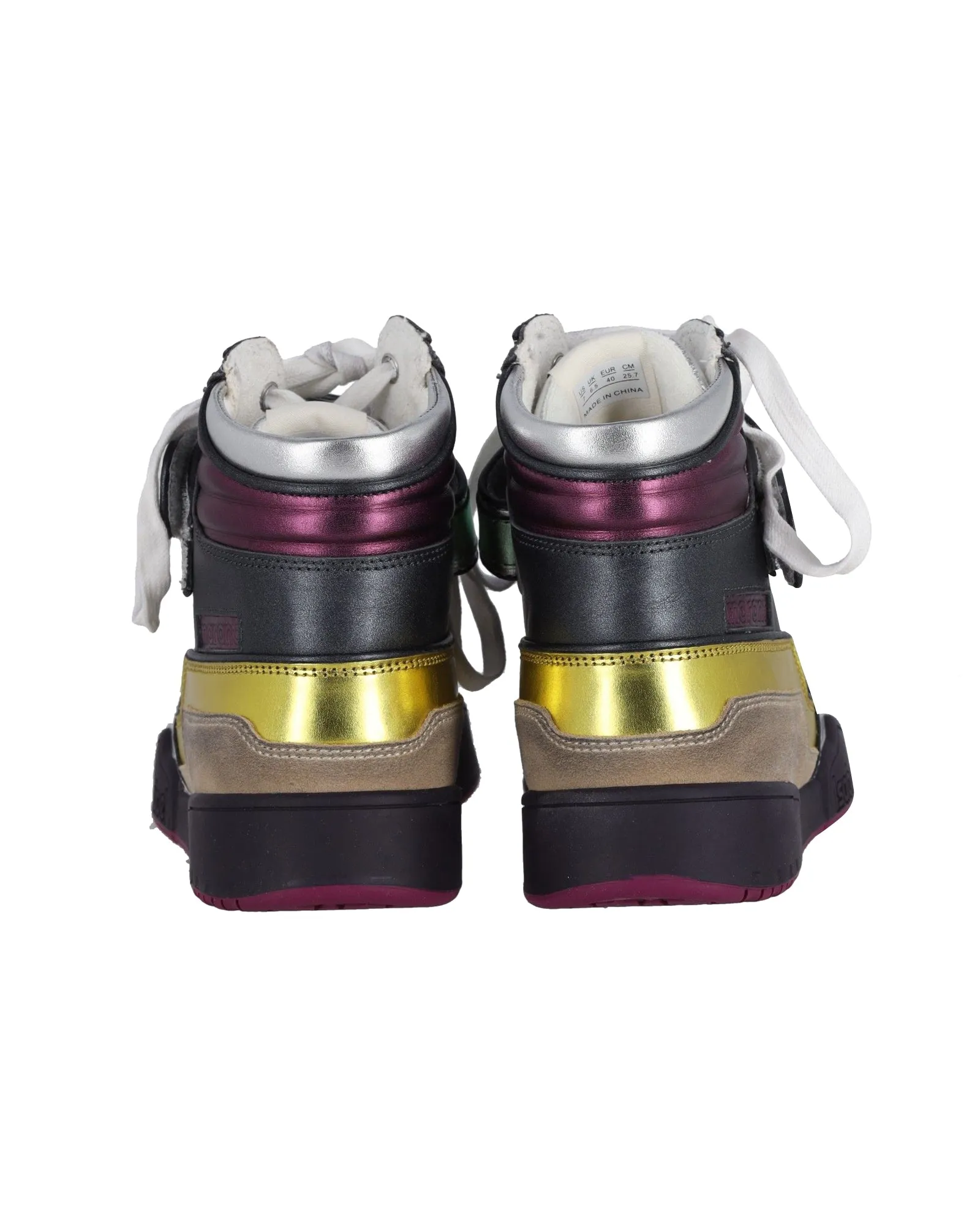 Isabel Marant Bresse Metallic Colorblock High-Top Sneakers in Multicolor Leather