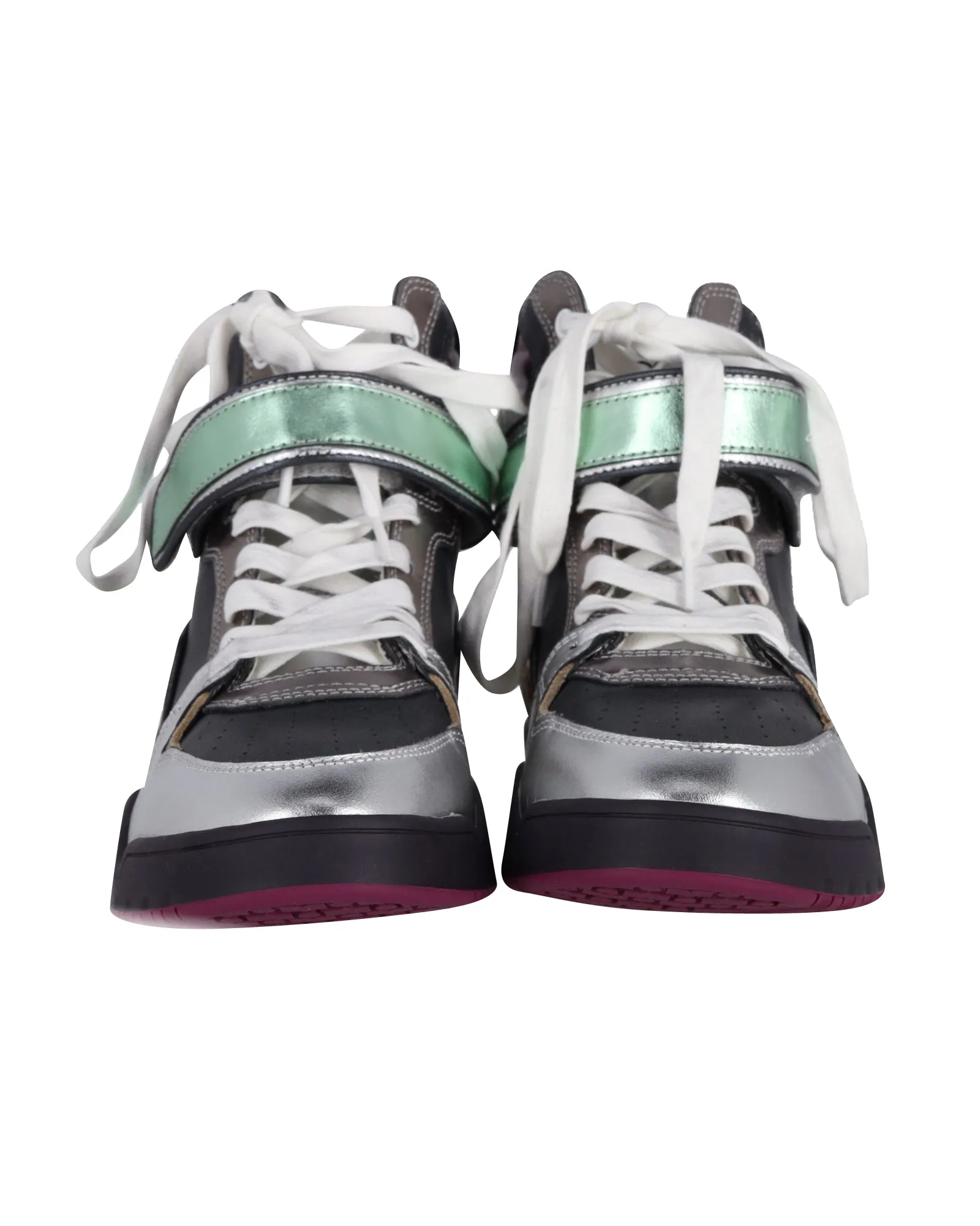 Isabel Marant Bresse Metallic Colorblock High-Top Sneakers in Multicolor Leather