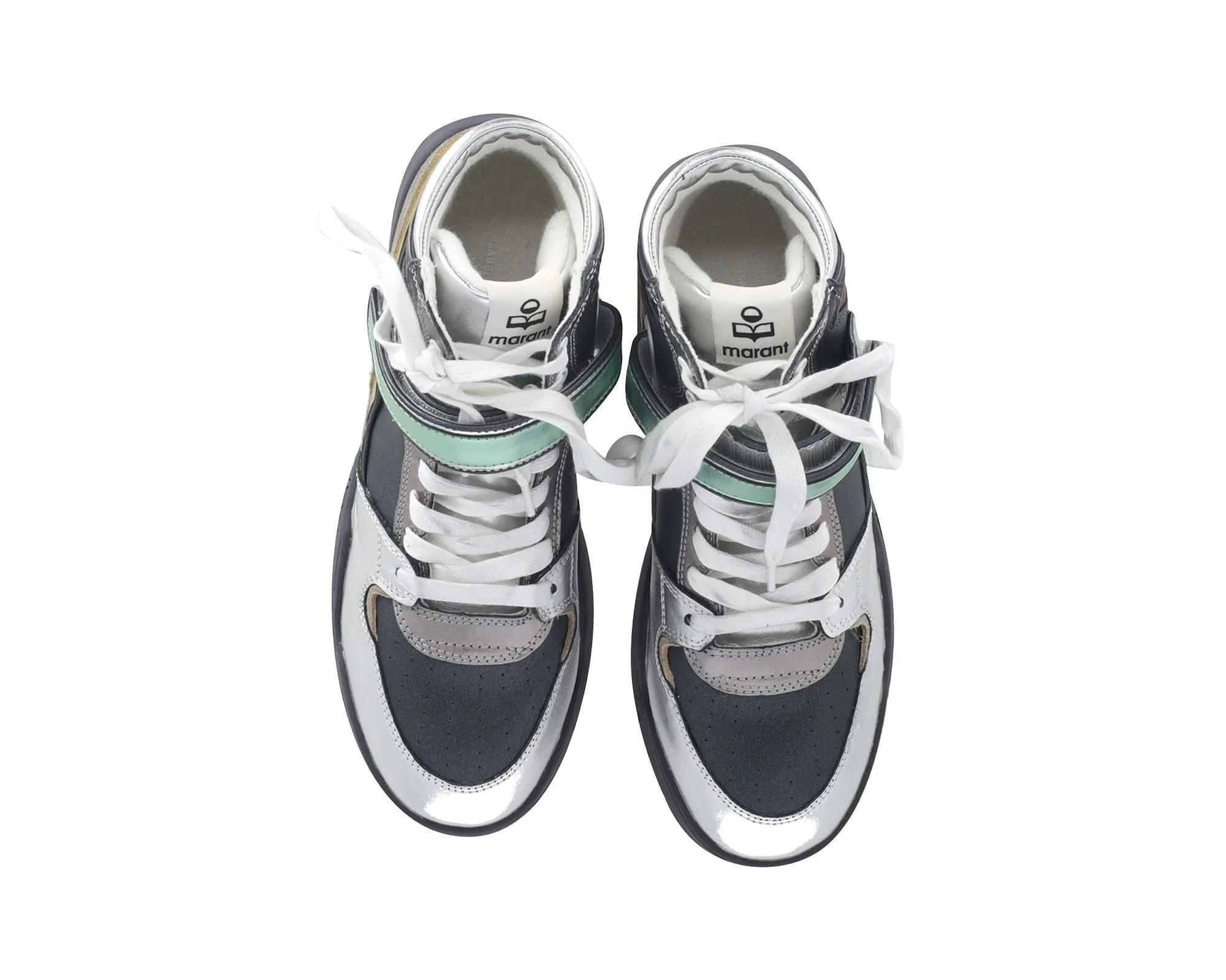 Isabel Marant Bresse Metallic Colorblock High-Top Sneakers in Multicolor Leather