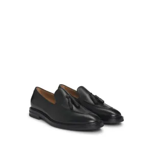 Italian leather loafers with tassel trim