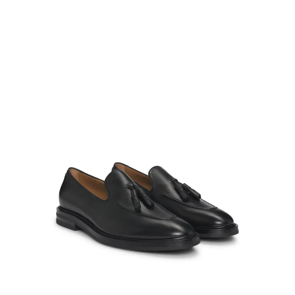 Italian leather loafers with tassel trim