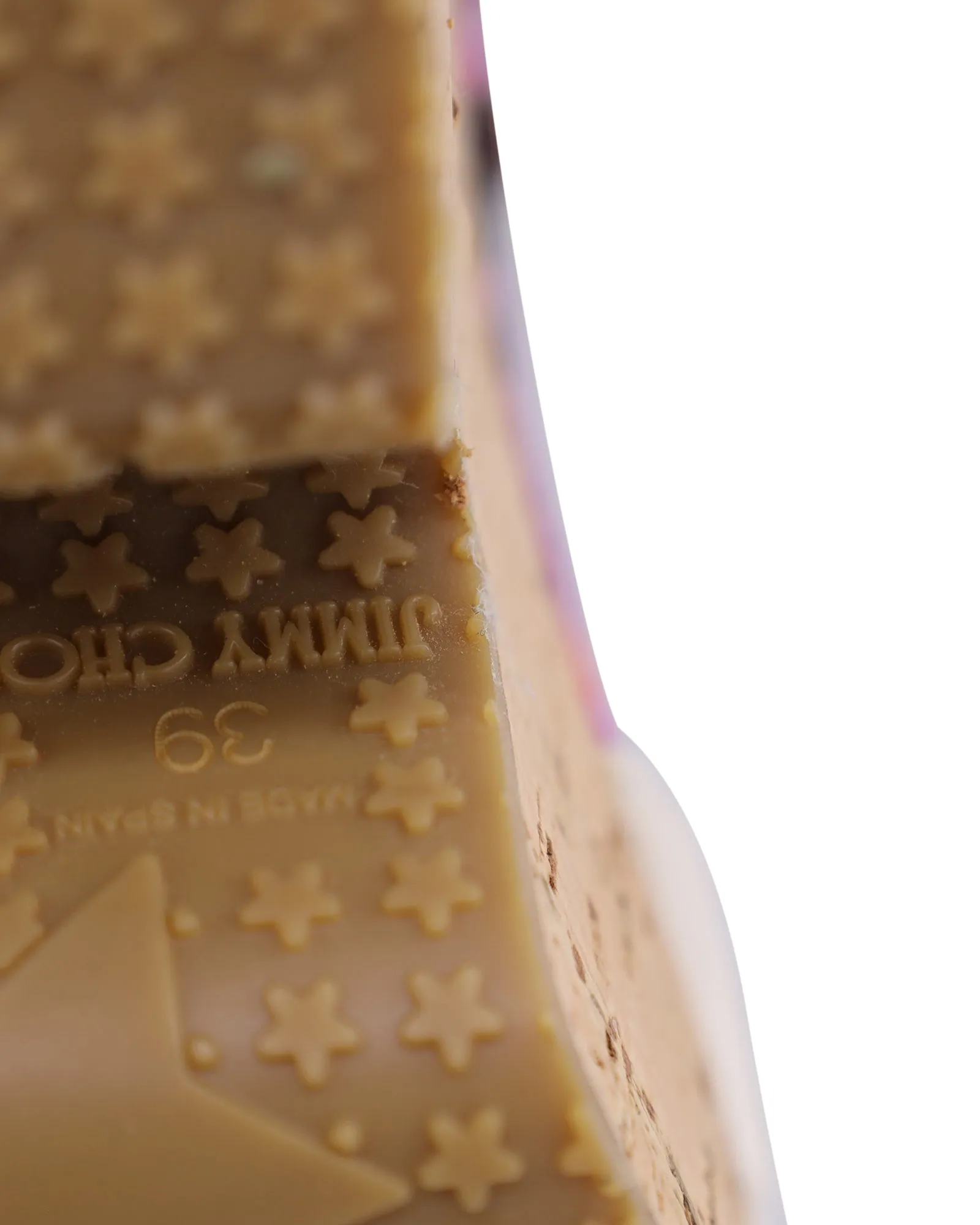 Jimmy Choo Gleam Printed Cork Wedge Sandals in Purple Canvas