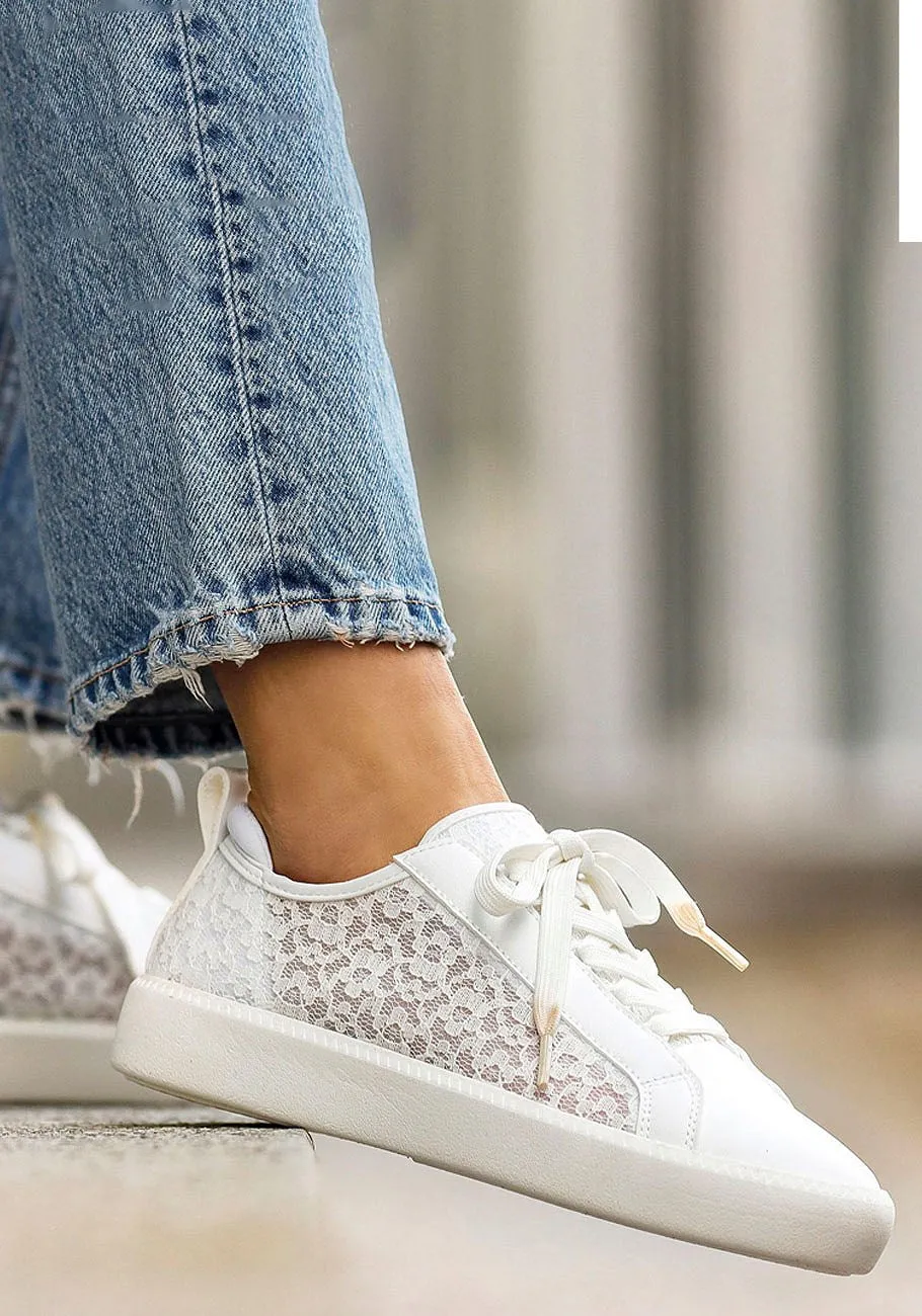 LASCANA Women's Sheer Lace Detail Sneakers