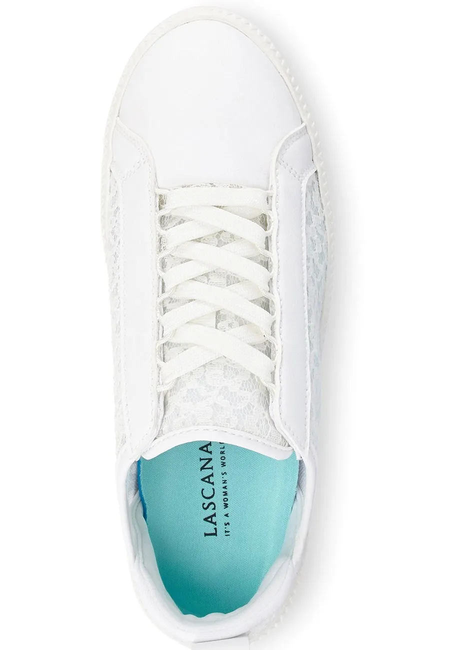 LASCANA Women's Sheer Lace Detail Sneakers