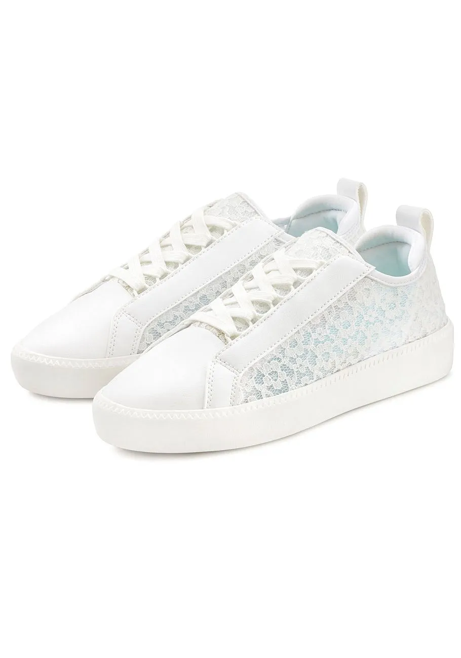 LASCANA Women's Sheer Lace Detail Sneakers