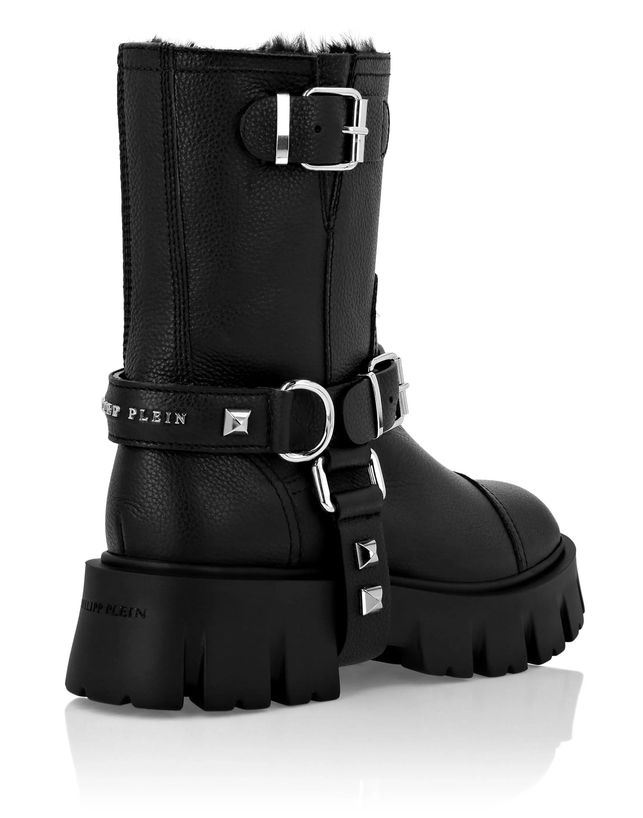 Leather Biker Boots Studs