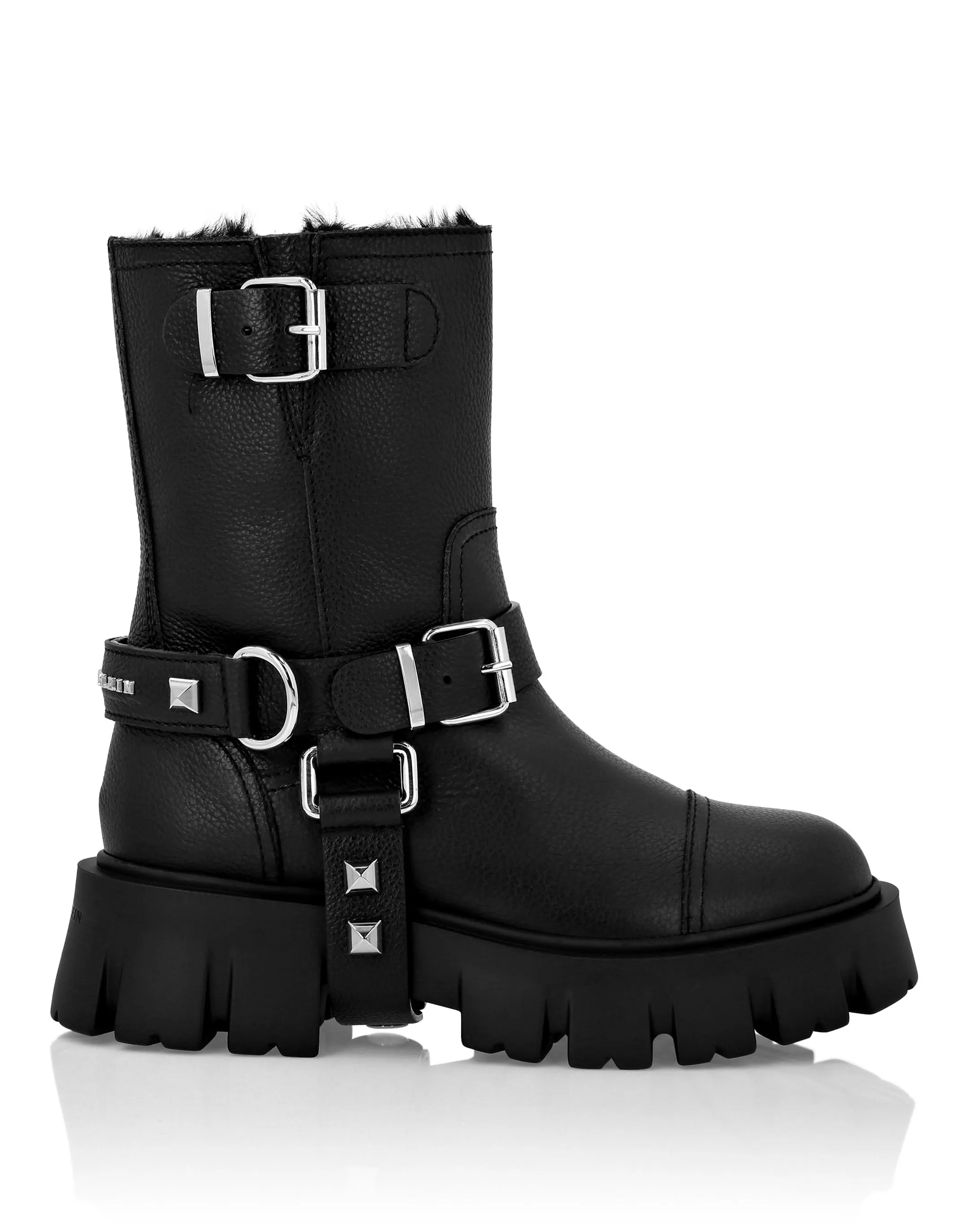 Leather Biker Boots Studs