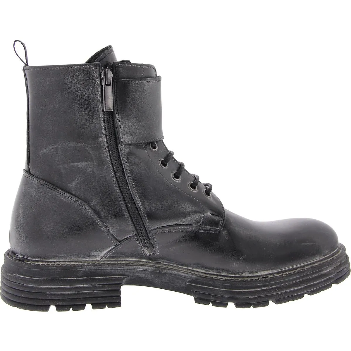 Luciano Mens Zip Up Laces Combat & Lace-Up Boots
