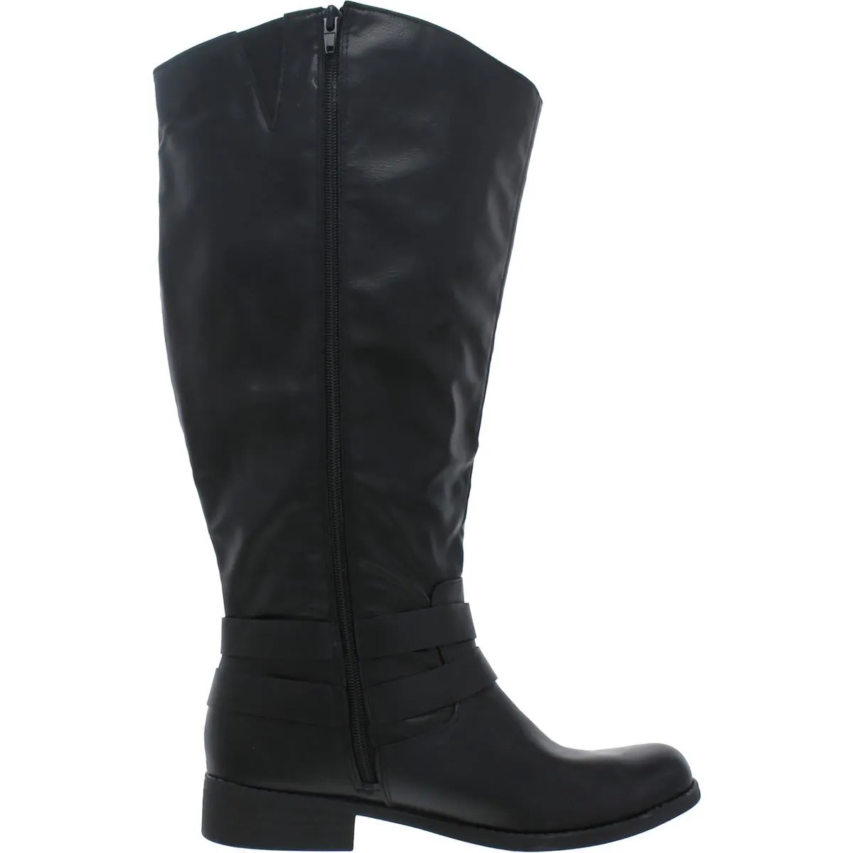 Maliaa Womens Faux Leather Round Toe Mid-Calf Boots