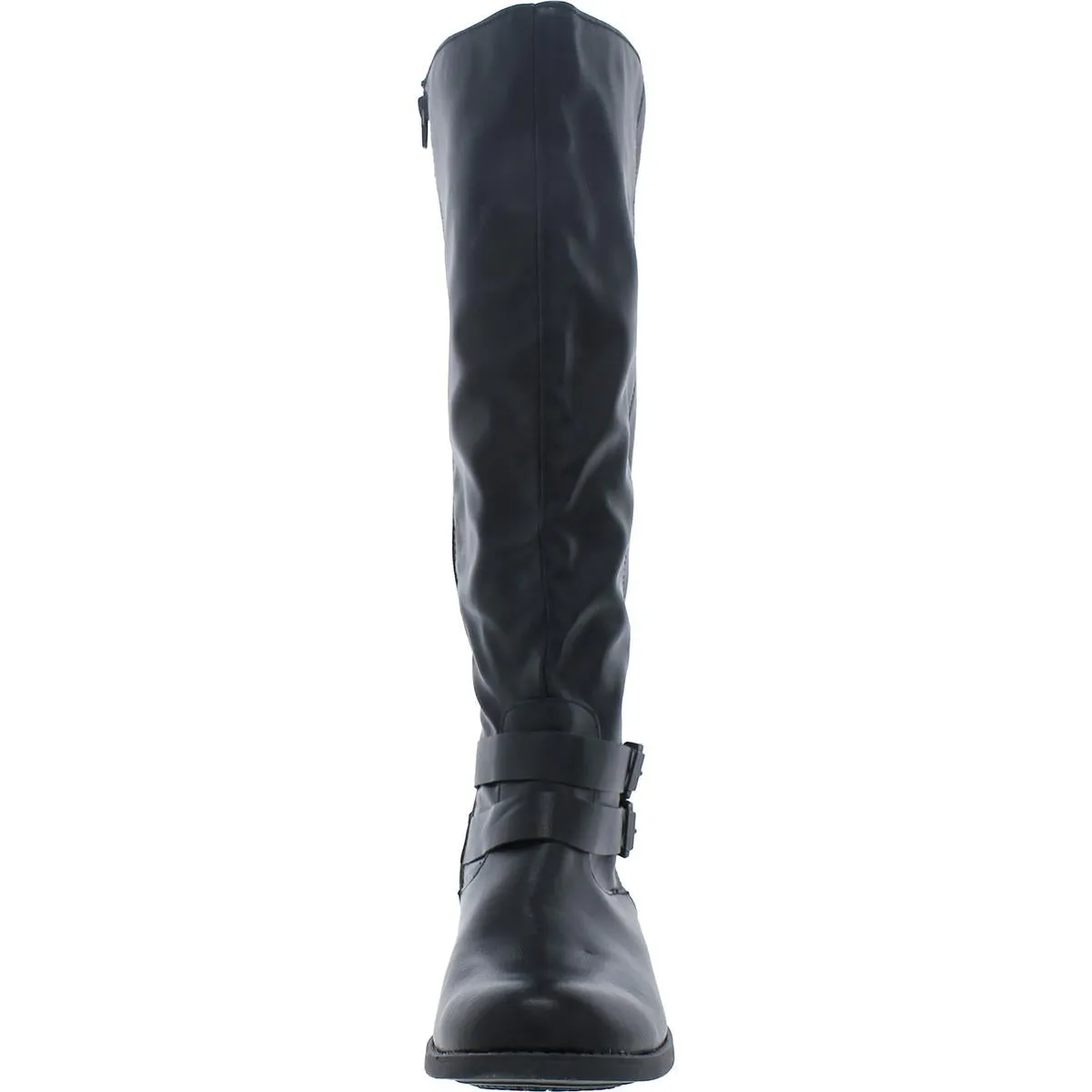 Maliaa Womens Faux Leather Round Toe Mid-Calf Boots