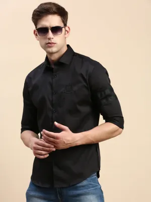 Men Black Premium Slim Fit Cotton Casual Shirt