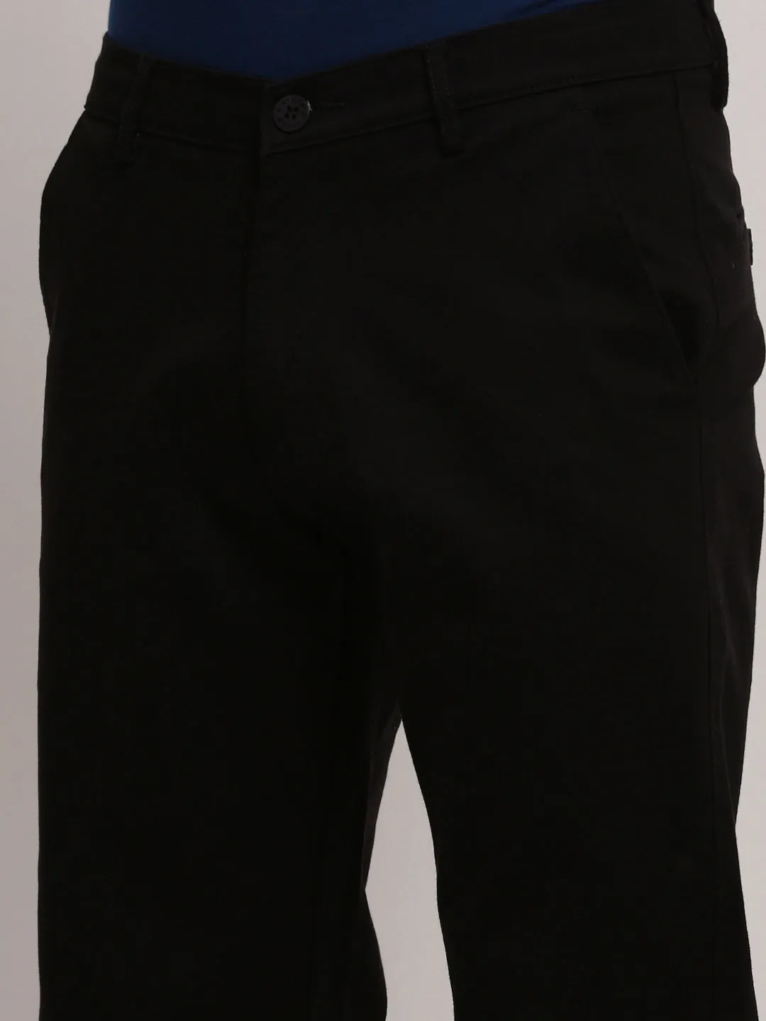 Men Black Solid Trousers