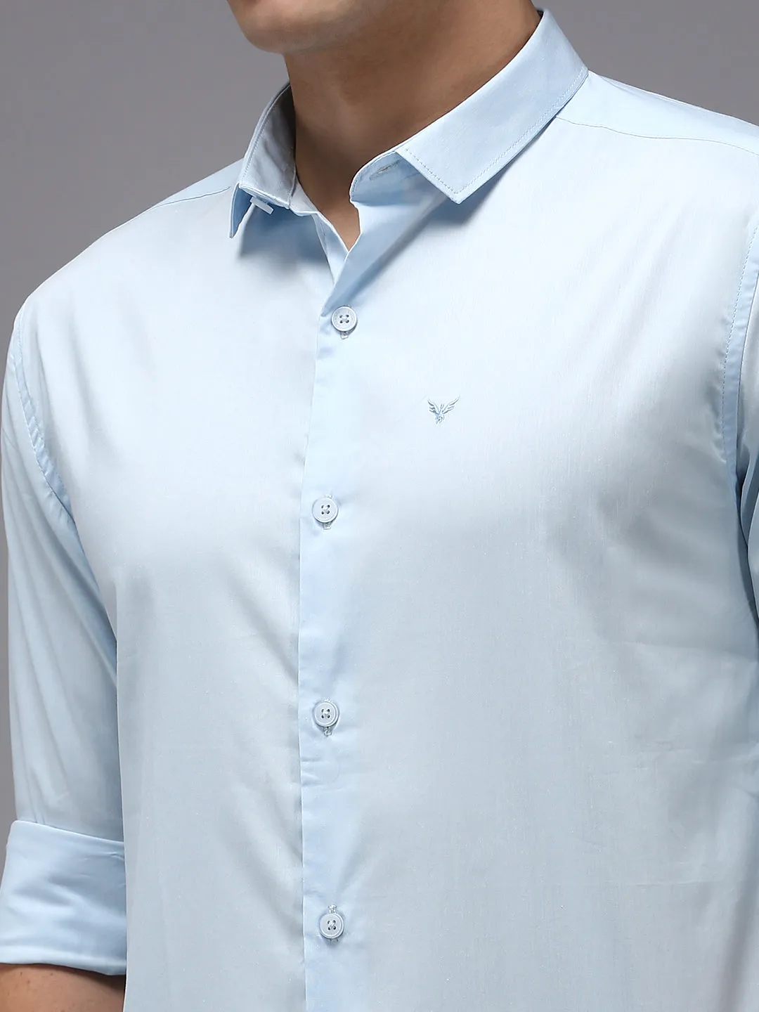 Men Blue Comfort Cotton Casual Shirt