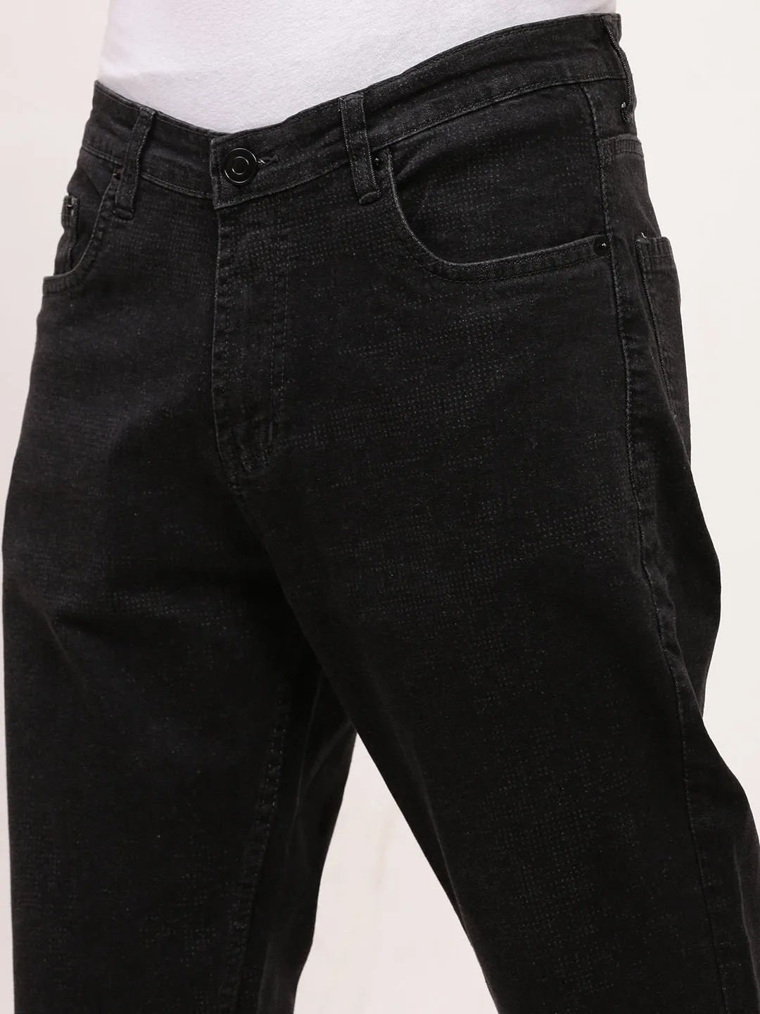 Men Charcoal Solid Straight Fit Jeans