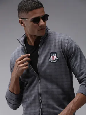 Men Grey Checked Cotton Sweatshirt