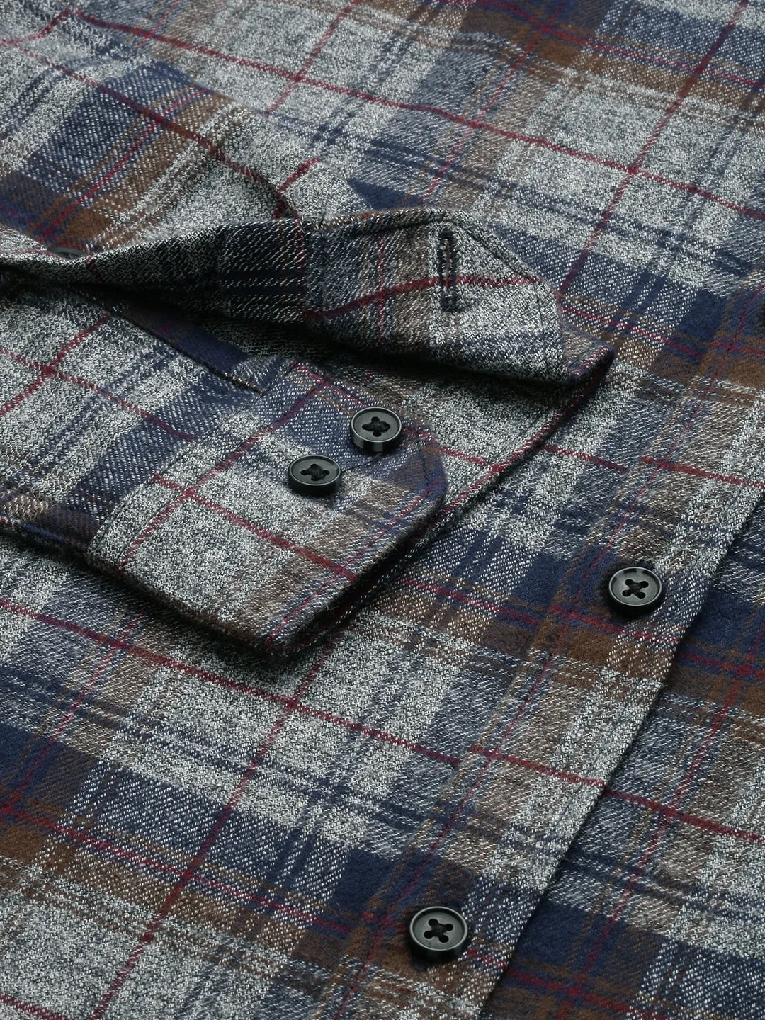 Men Grey Comfort Tartan Twill Checked Casual Cotton Shirt