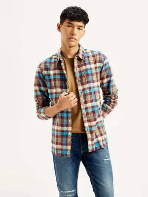 Men's Checkered Spread Collar Shirt