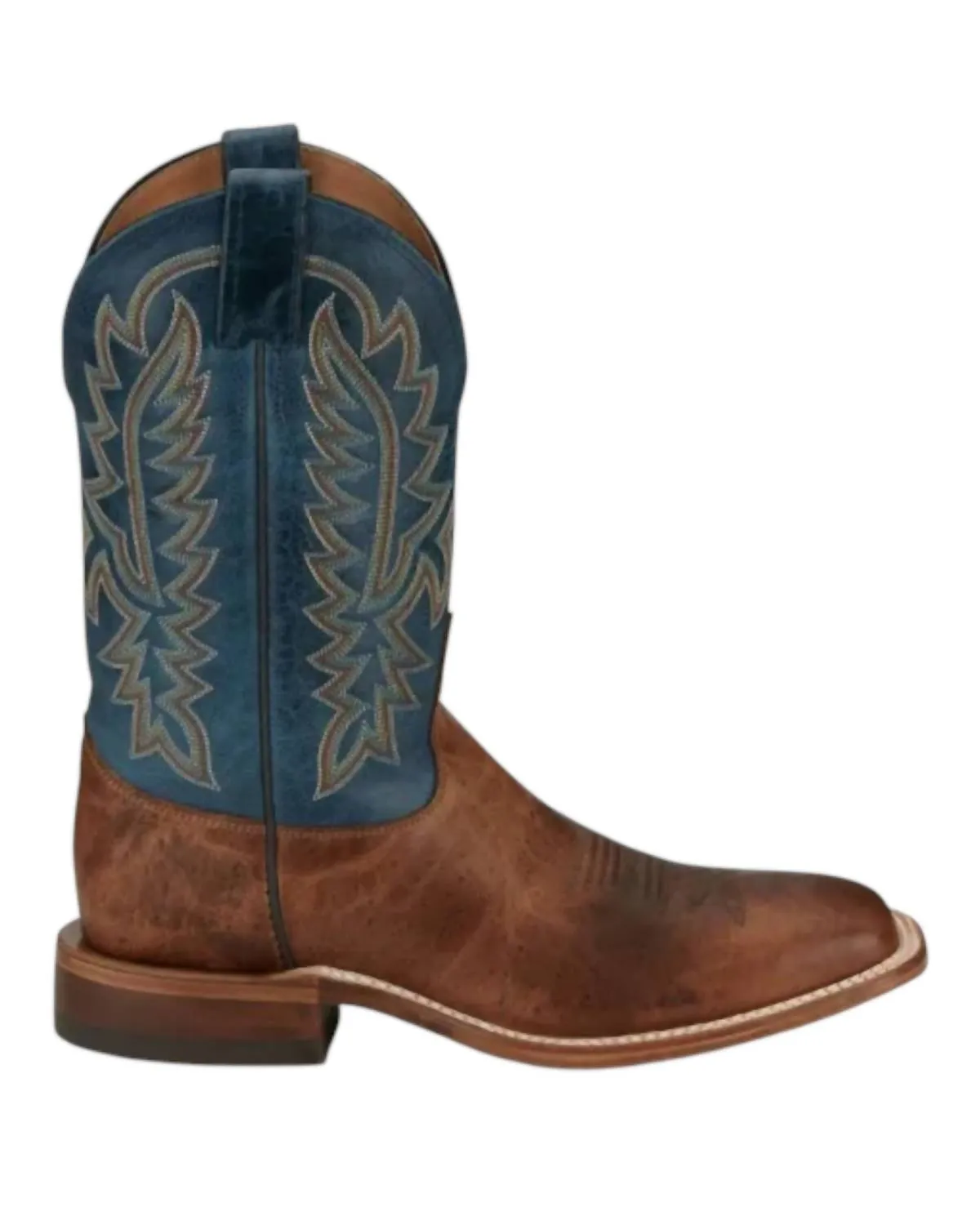 Men's Square Toe Boots In Amber Brown/navy