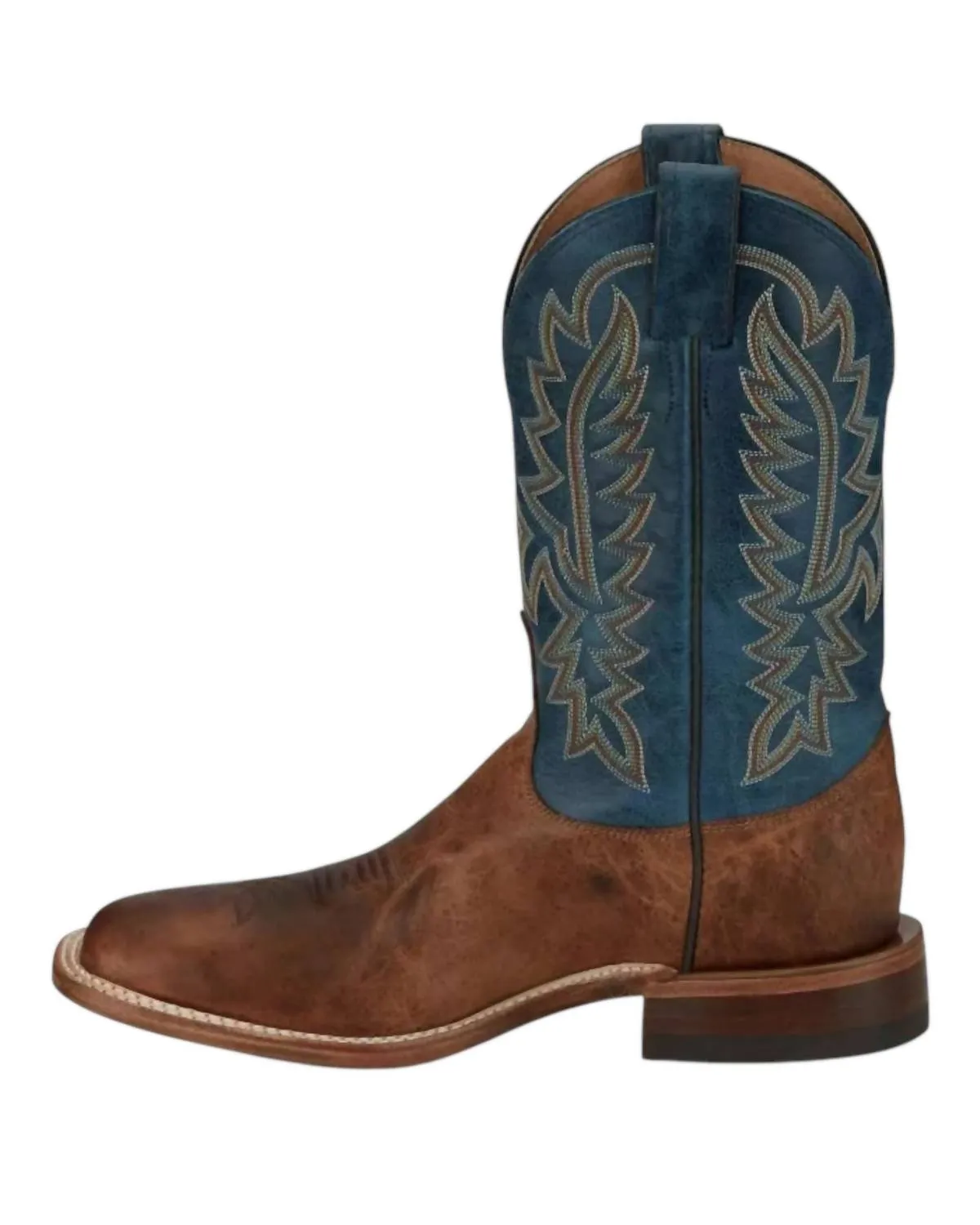 Men's Square Toe Boots In Amber Brown/navy