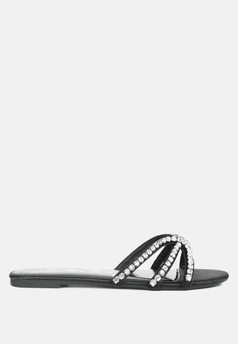 mezzie dimante strap  flat sandals