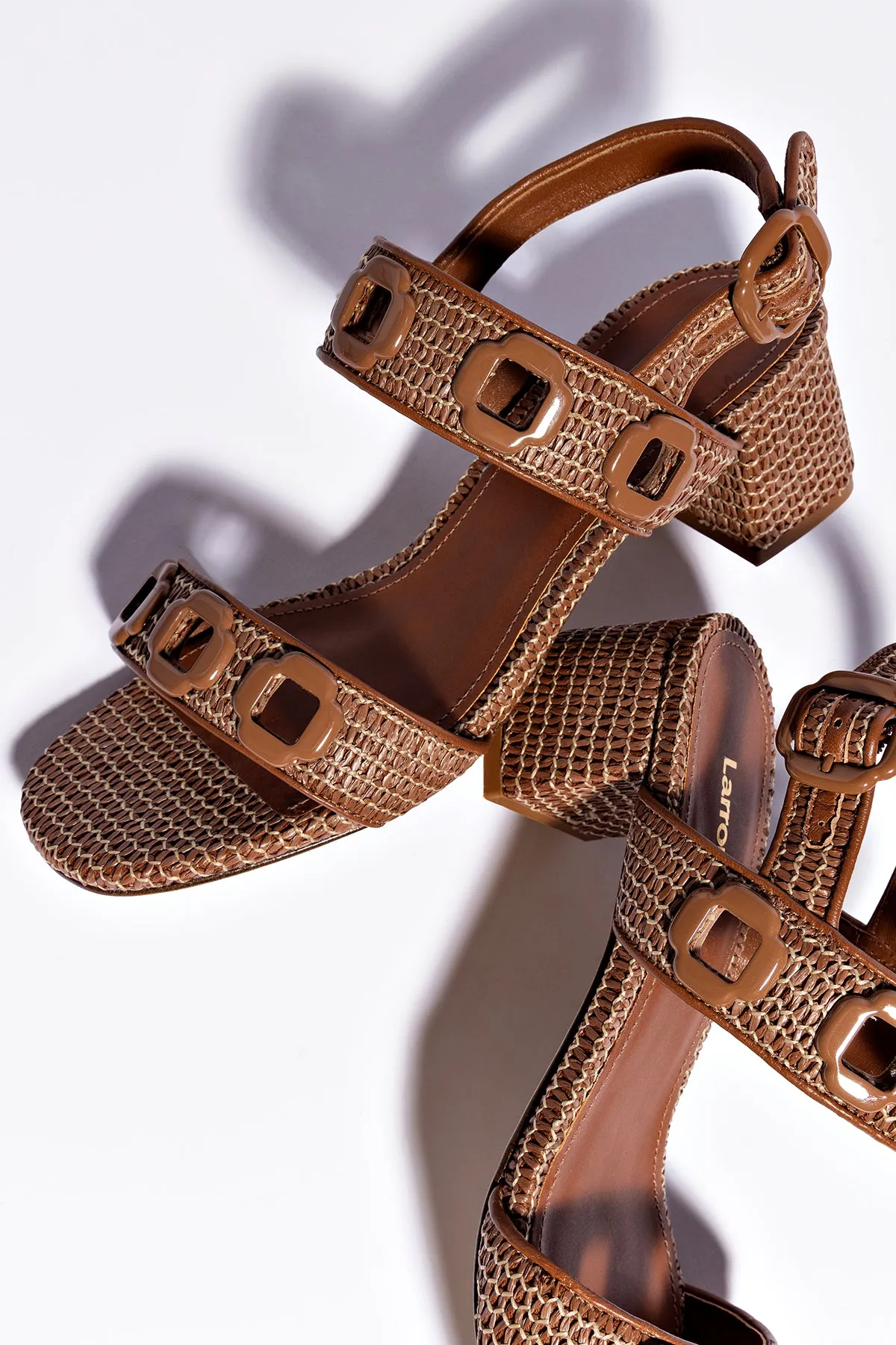 Milan Sandal In Caramel Wave Raffia