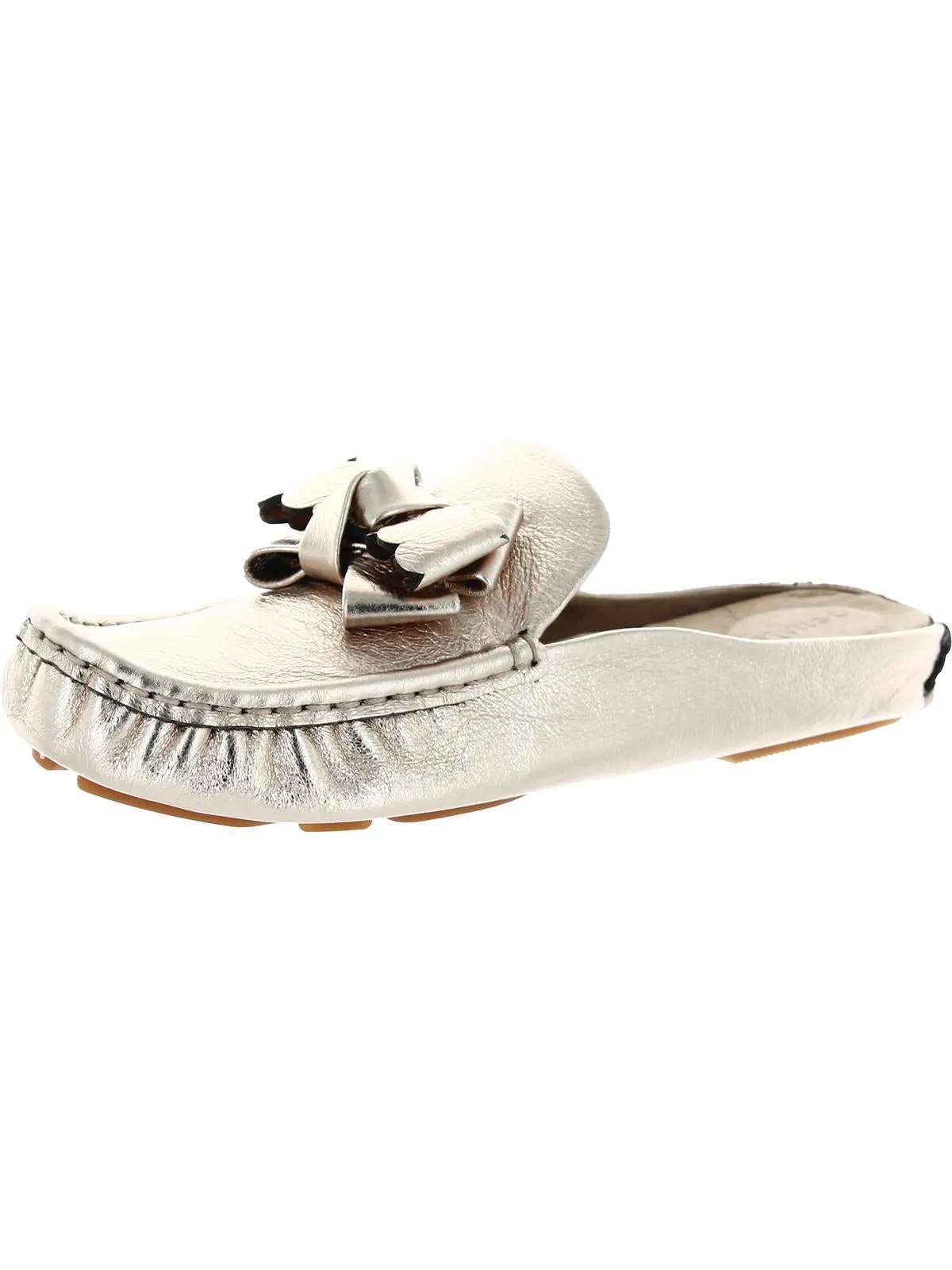 Mina Bow Driver Mule Womens Leather Slip On Loafers