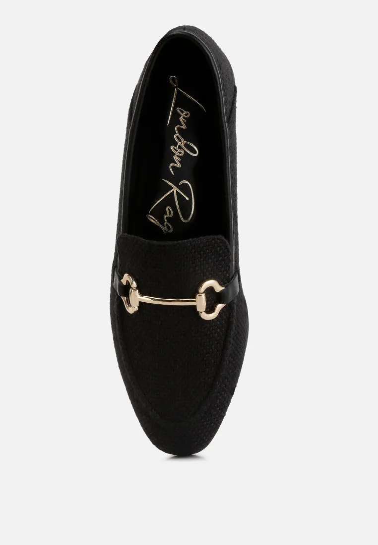 neoma horsebit detail flat canvas loafers