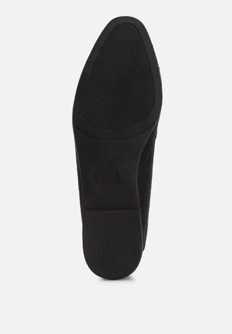 neoma horsebit detail flat canvas loafers