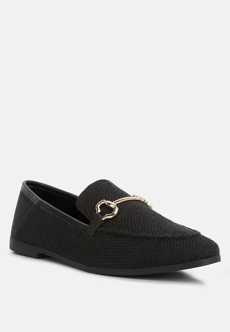 neoma horsebit detail flat canvas loafers