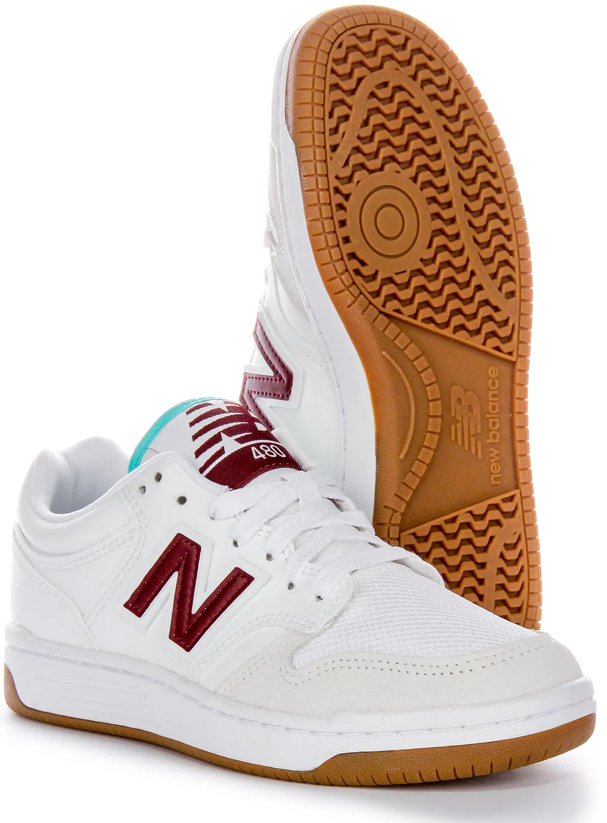 New Balance BB 480 LFT In White Burgundy Shoes New Balance
