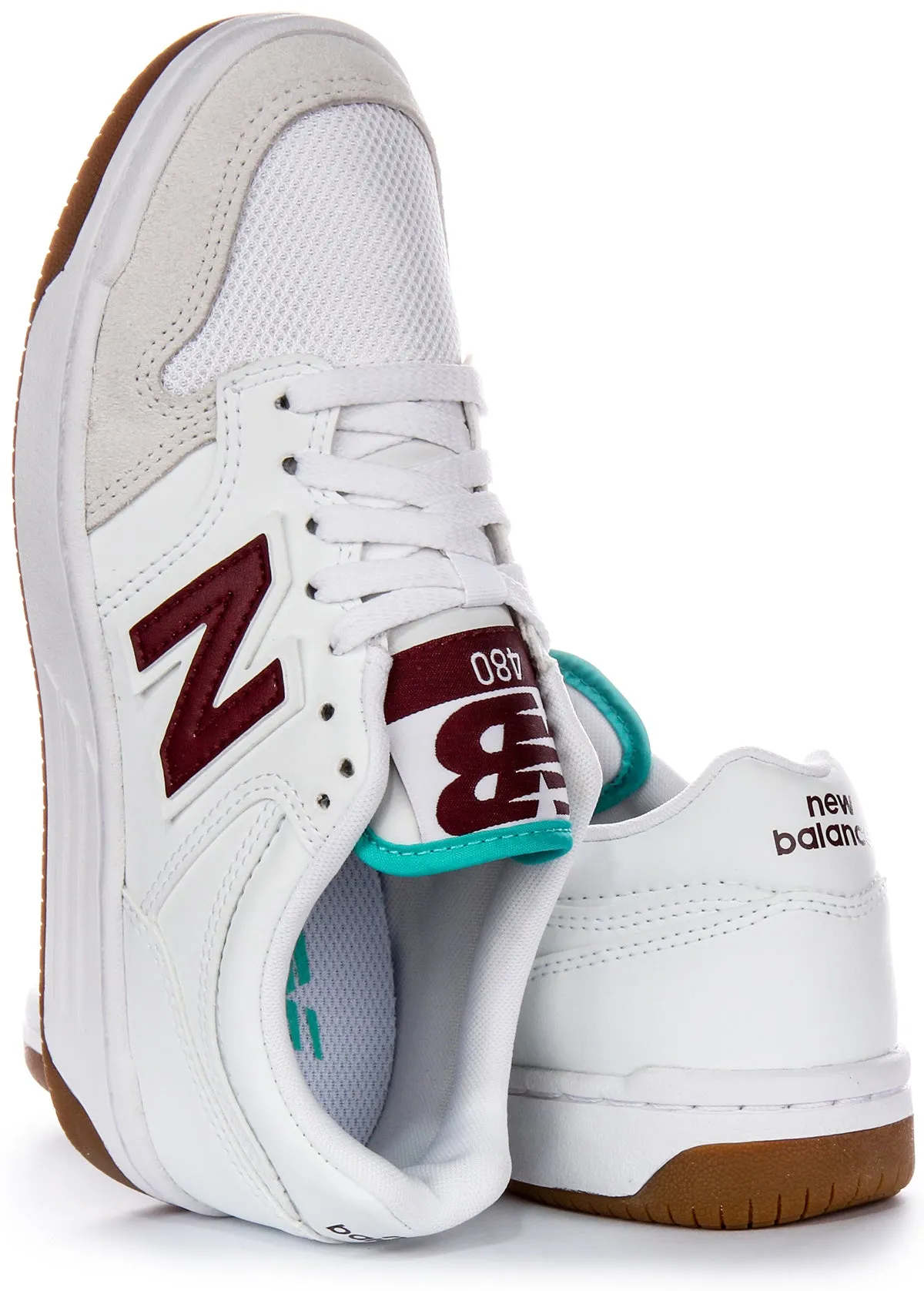 New Balance BB 480 LFT In White Burgundy Shoes New Balance