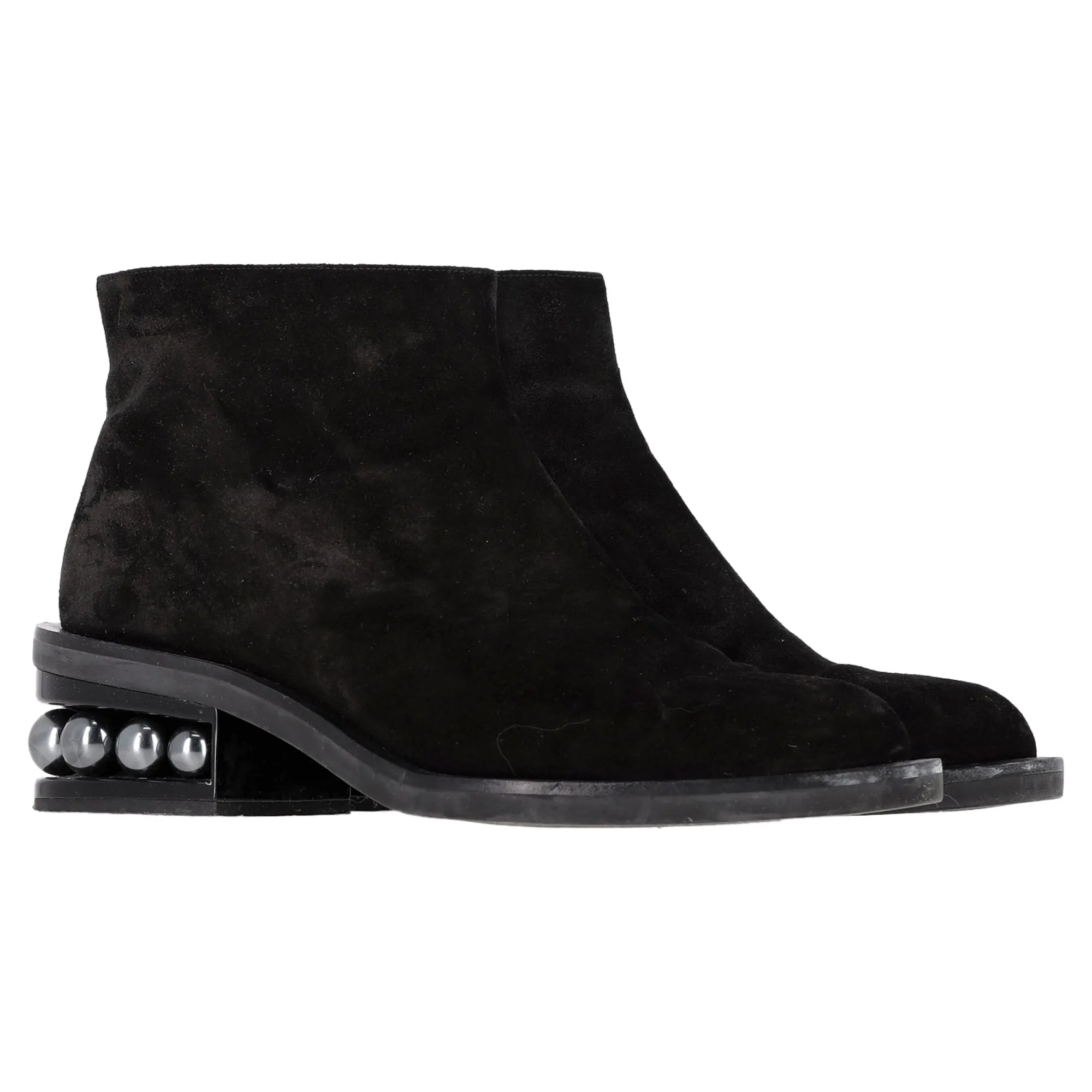 Nicholas Kirkwood Casati Pearl-Embellished Ankle Boots in Black Suede