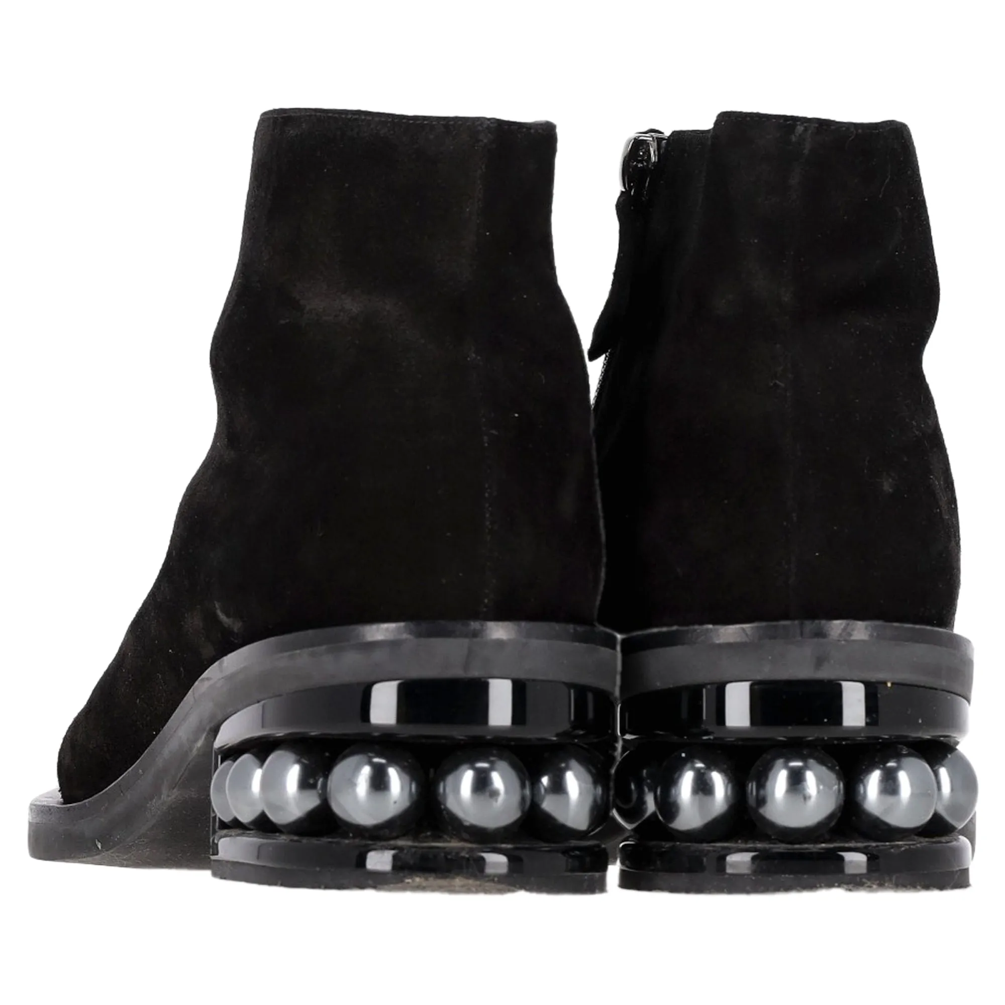 Nicholas Kirkwood Casati Pearl-Embellished Ankle Boots in Black Suede